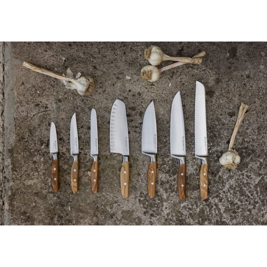 Wüsthof - Couteau de cuisine santoku AMICI 17 cm bois d'olivier