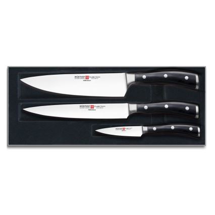 Wüsthof - Ensemble de 3 couteaux de cuisine CLASSIC IKON, noirs
