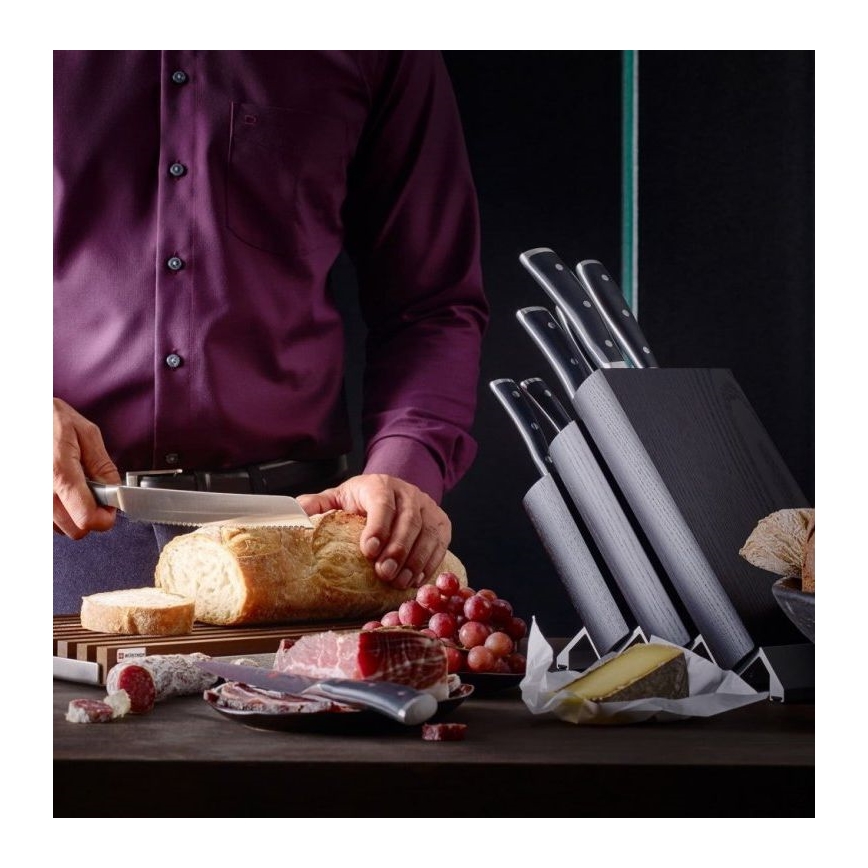 Wüsthof - Jeu de couteaux de cuisine dans un support CLASSIC IKON 7 pce frêne/noir