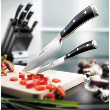 Wüsthof - Jeu de couteaux de cuisine dans un support CLASSIC IKON 7 pce frêne/noir