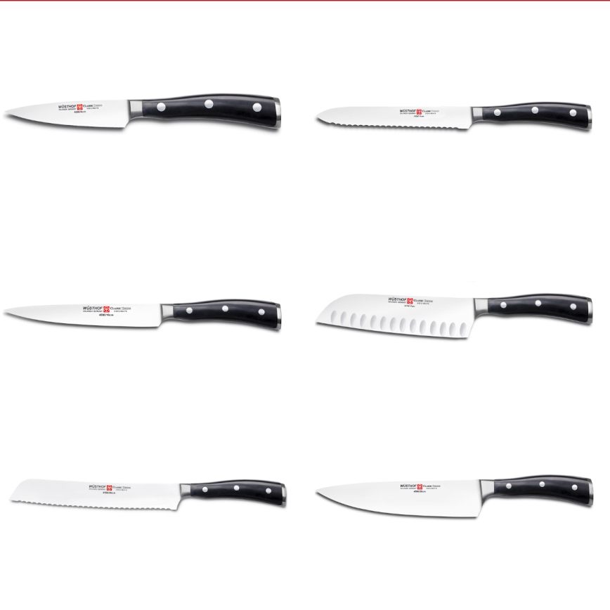 Wüsthof - Set di coltelli da cucina con supporto CLASSIC IKON 7 pz cenere/nero