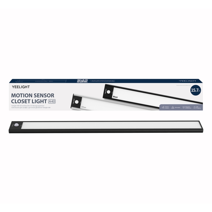 Yeelight - Éclairage de meuble à intensité variable rechargeable avec détecteur LED/2,3W/1500 mAh 4000K 40 cm noir