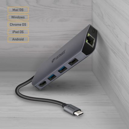 Yenkee - Adattatore multiporta 8in1 USB tipo C
