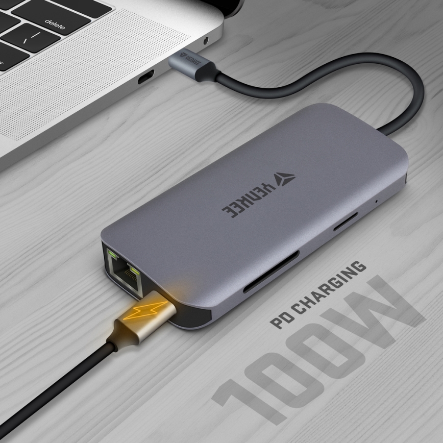 Yenkee - Adattatore multiporta 8in1 USB tipo C
