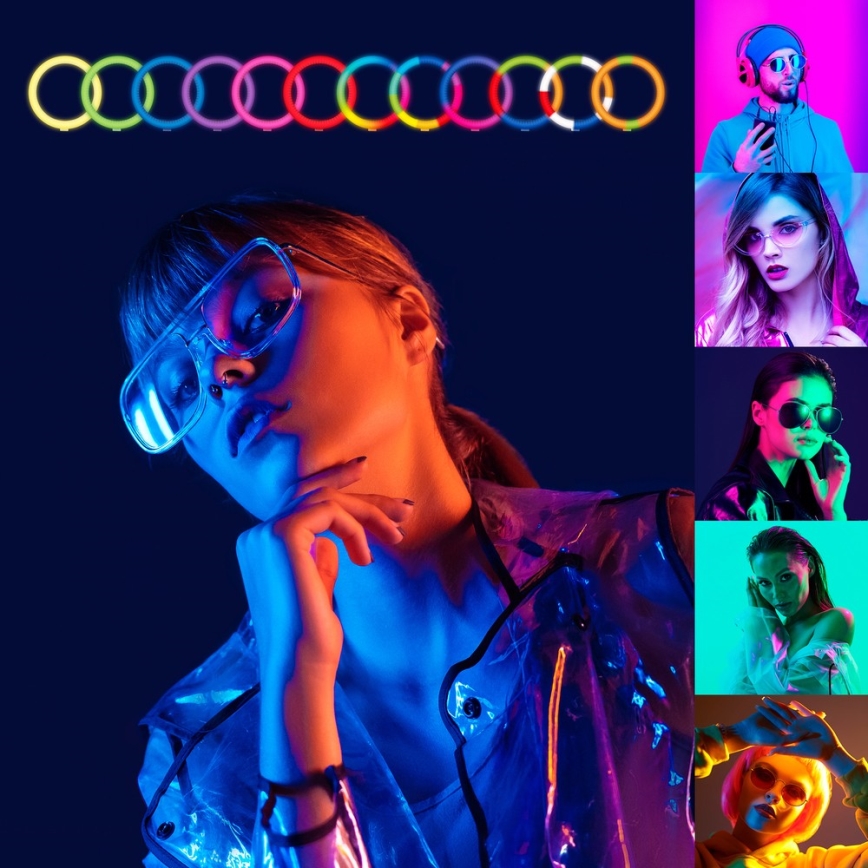 Yenkee - Dimmbare LED-RGB-Lampe mit Stativ und Halter für Vlogging LED/5V + Fernbedienung