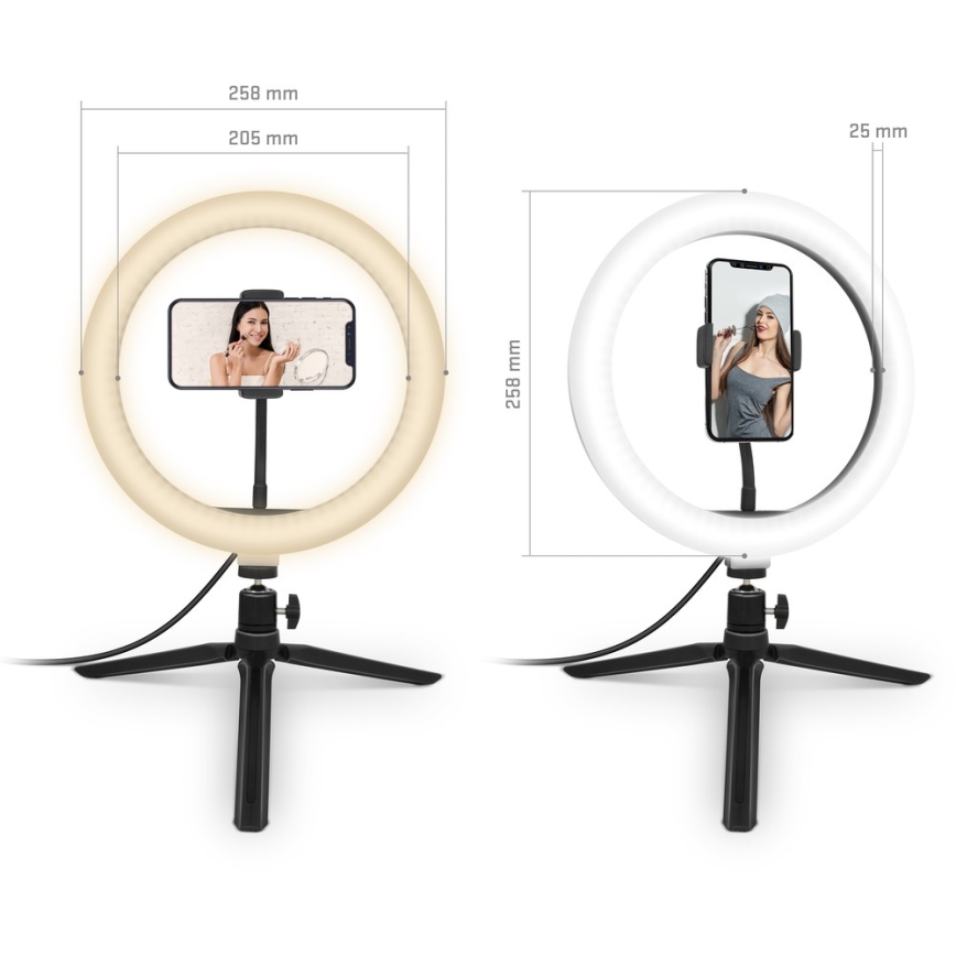 Yenkee - Lampada LED RGB dimmerabile con treppiede e supporto per vlogging LED/5V + telecomando