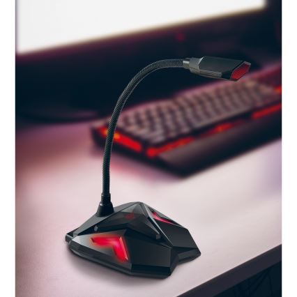 Yenkee - Microfono USB da gioco LED 5V nero/rosso