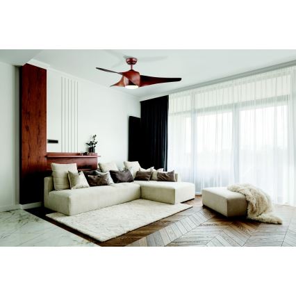 Zambelis 20256 - LED-Deckenventilator LED/15W/230V 3000/4000/6000 Kirschenholz + Fernbedienung