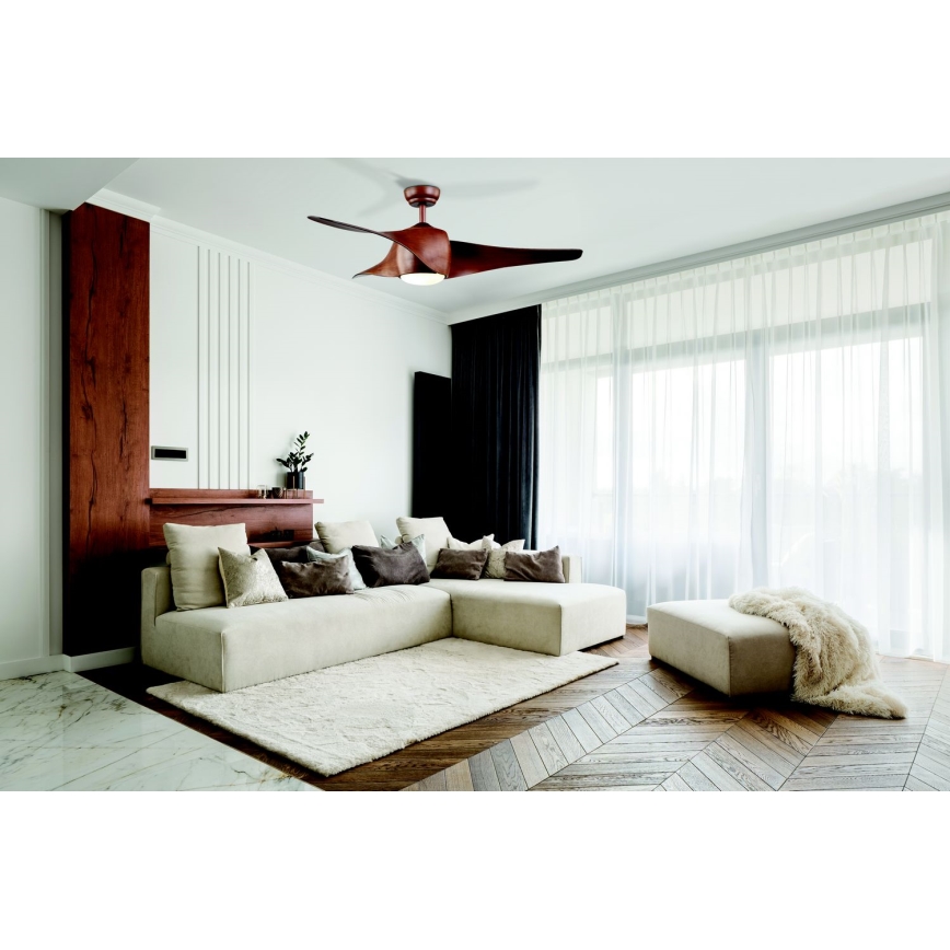 Zambelis 20256 - LED-Deckenventilator LED/15W/230V 3000/4000/6000 Kirschenholz + Fernbedienung