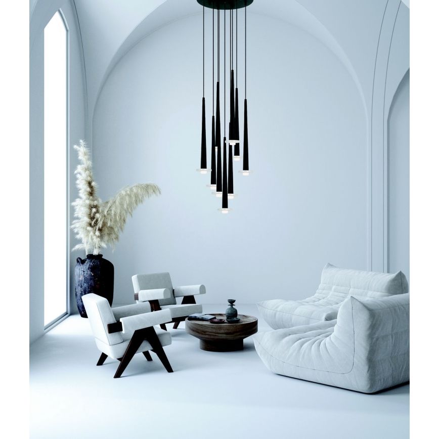 Zambelis 22113 - Lampadario a sospensione con filo LED dimmerabile 9xLED/3W/230V CRI90 nero