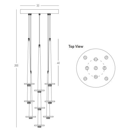 Zambelis 22113 - Lampadario a sospensione con filo LED dimmerabile 9xLED/3W/230V CRI90 nero