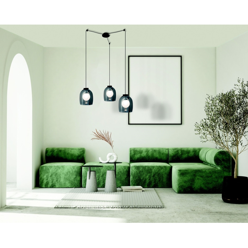 Zambelis 22145 - Lampadario a sospensione con filo 3xG9/5W/230V ragno nero