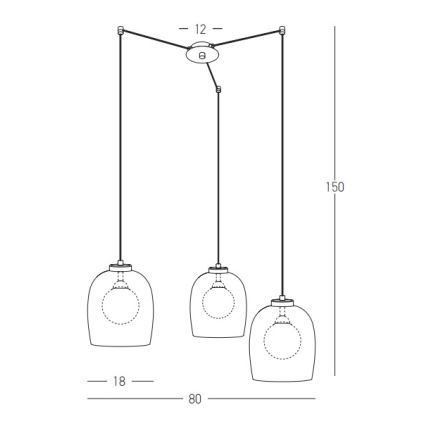 Zambelis 22145 - Lampadario a sospensione con filo 3xG9/5W/230V ragno nero