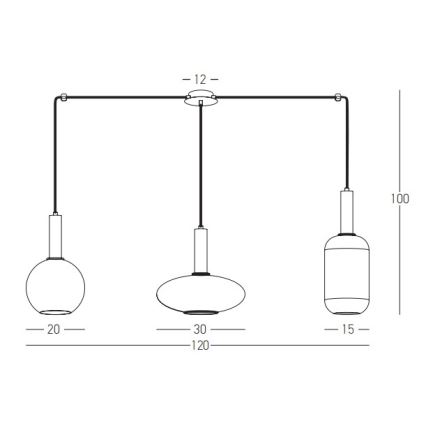 Zambelis 22151 - Suspension filaire 3xE27/40W/230V araignée doré