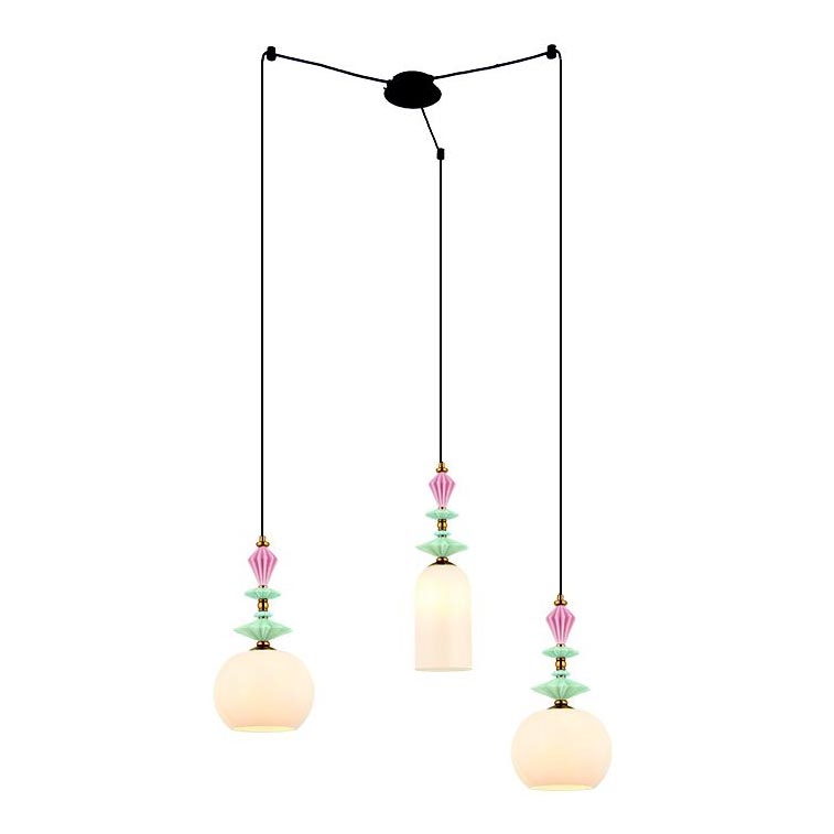 Zambelis 22152 - Lampadario a sospensione con filo 3xE27/40W/230V ragno ceramiche