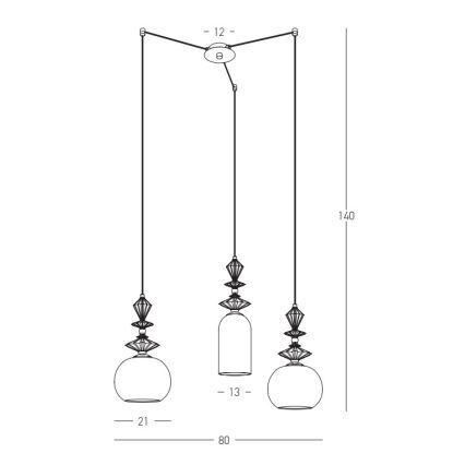 Zambelis 22152 - Lampadario a sospensione con filo 3xE27/40W/230V ragno ceramiche