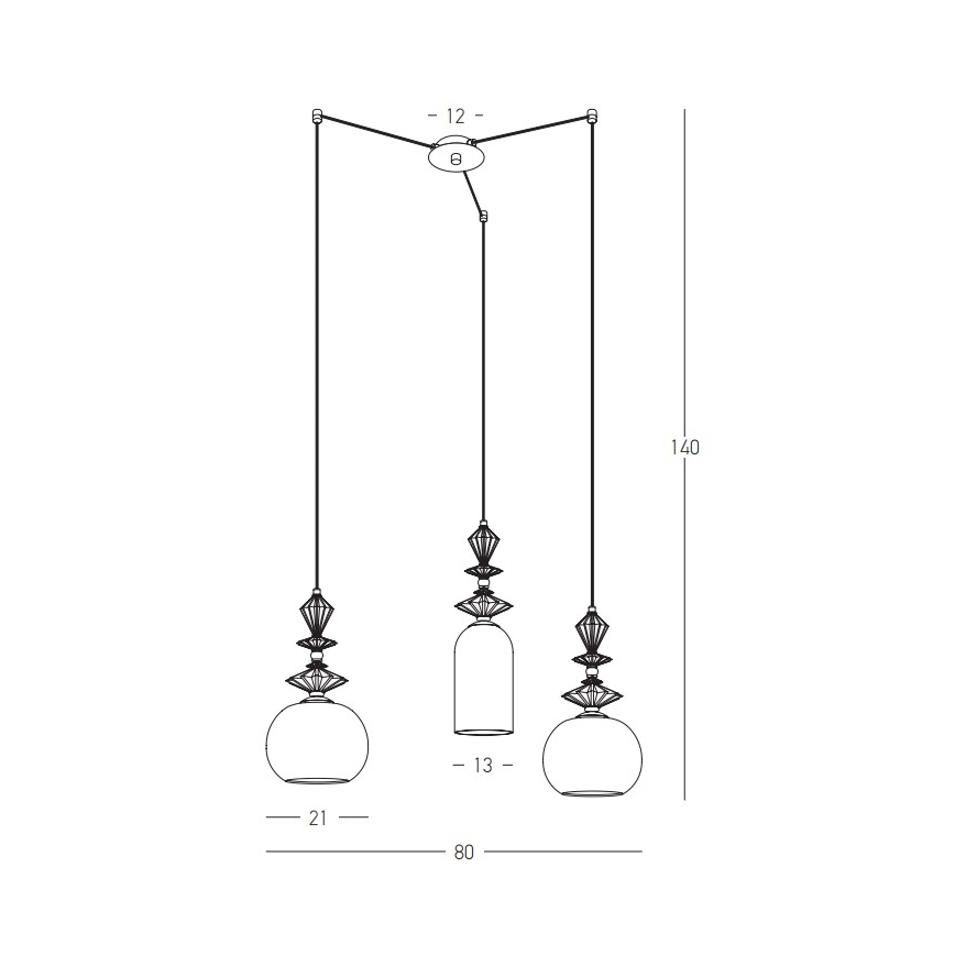 Zambelis 22152 - Lampadario a sospensione con filo 3xE27/40W/230V ragno ceramiche