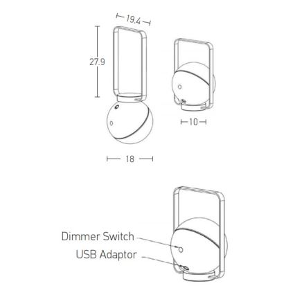 Zambelis E234 - Lampe LED à intensité variable extérieure LED/1,5W/5V IP44 blanc