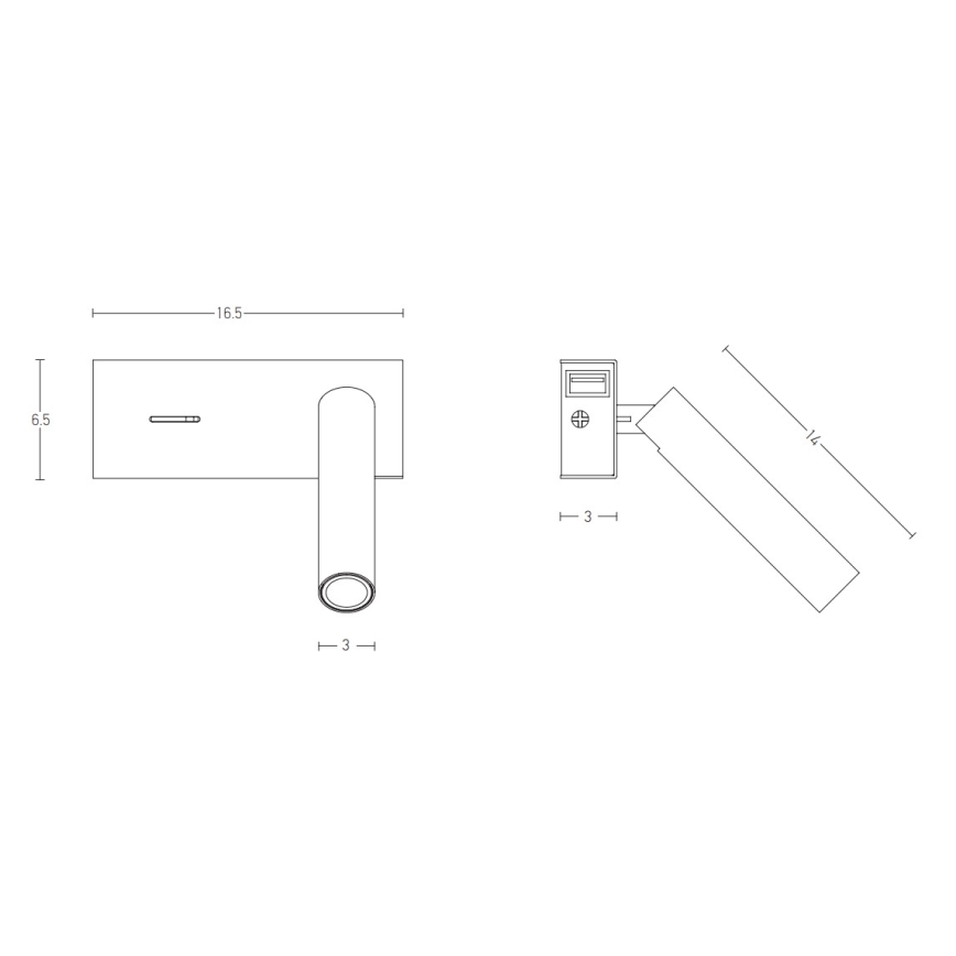 Zambelis H75 - Applique a LED LED/3W/230V USB nero