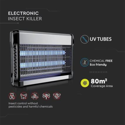 Zappatrice elettrica per insetti 2x10W/230V 80 m²