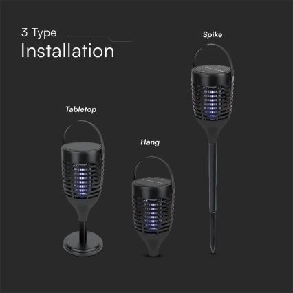 Zappeur solaire d'insectes 3en1 LED/1,3W/3,7V IP24 20 mat