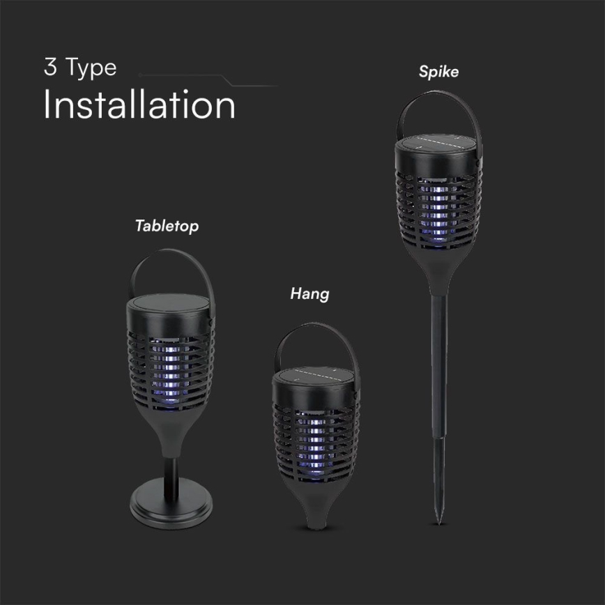 Zappeur solaire d'insectes 3en1 LED/1,3W/3,7V IP24 20 mat