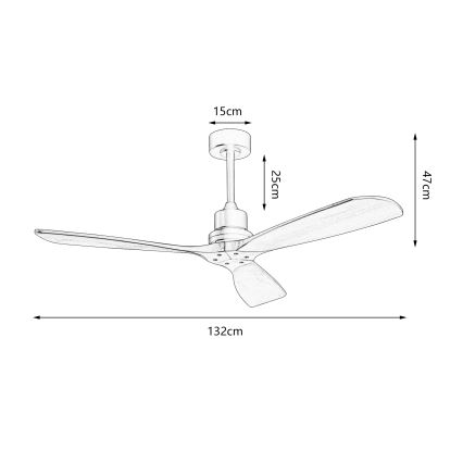 ZEVENTI - Deckenventilator LIONI Wi-Fi Tuya matt Chrom/Eiche + Fernbedienung