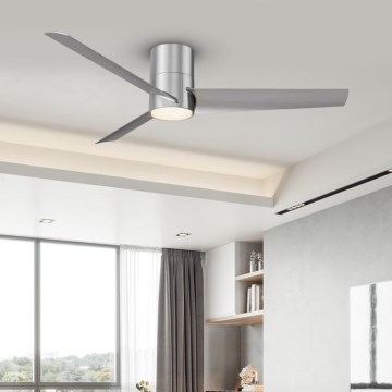 ZEVENTI - Dimmbarer LED-Deckenventilator BARROSA LED/18W/230V 3000-6000K Wi-Fi Tuya matt Chrom + Fernbedienung