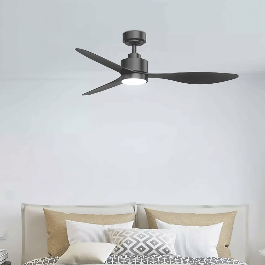 ZEVENTI - Dimmbarer LED-Deckenventilator ULUWATU LED/20W/230V 2700-6500K 132 cm schwarz + Fernbedienung