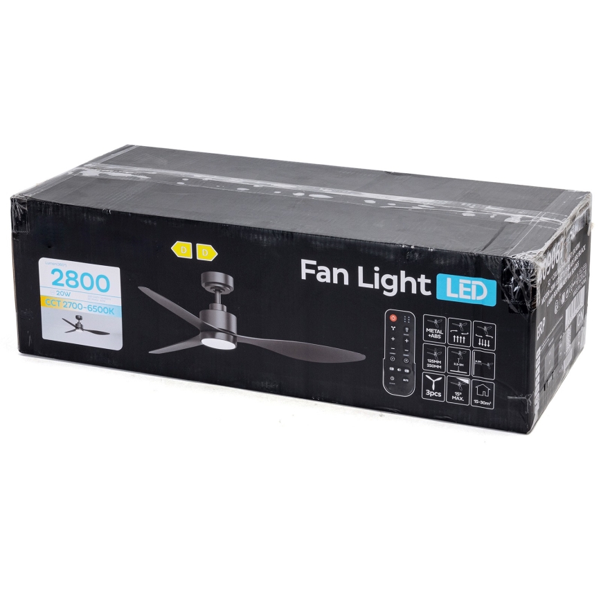 ZEVENTI - Dimmbarer LED-Deckenventilator ULUWATU LED/20W/230V 2700-6500K 132 cm schwarz + Fernbedienung