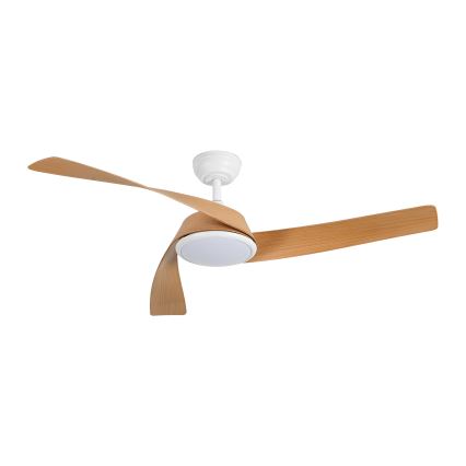 ZEVENTI - LED dimmbarer Deckenventilator AERYS LED/24W/230V 3000/4000/6000K Wi-Fi Tuya weiß/Eiche + Fernbedienung