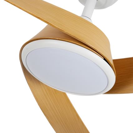 ZEVENTI - LED dimmbarer Deckenventilator AERYS LED/24W/230V 3000/4000/6000K Wi-Fi Tuya weiß/Eiche + Fernbedienung