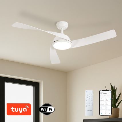 ZEVENTI - LED dimmbarer Deckenventilator AERYS LED/24W/230V 3000/4000/6000K Wi-Fi Tuya weiß + Fernbedienung