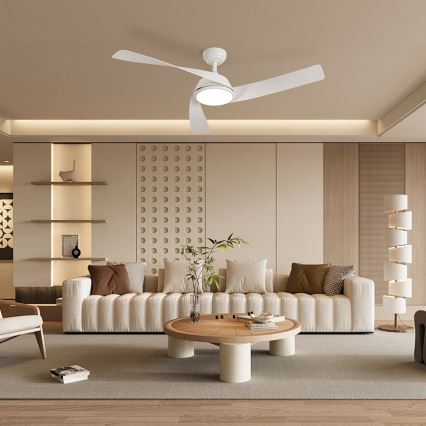 ZEVENTI - LED dimmbarer Deckenventilator AERYS LED/24W/230V 3000/4000/6000K Wi-Fi Tuya weiß + Fernbedienung