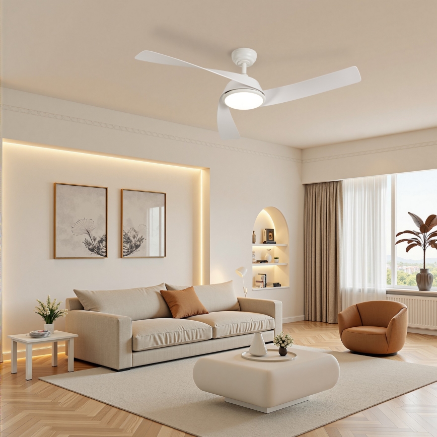 ZEVENTI - LED dimmbarer Deckenventilator AERYS LED/24W/230V 3000/4000/6000K Wi-Fi Tuya weiß + Fernbedienung