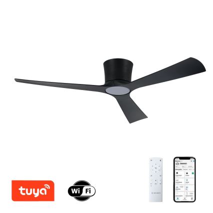 ZEVENTI - LED dimmbarer Deckenventilator AUREX LED/24W/230V 3000/4000/6000K Wi-Fi Tuya schwarz + Fernbedienung