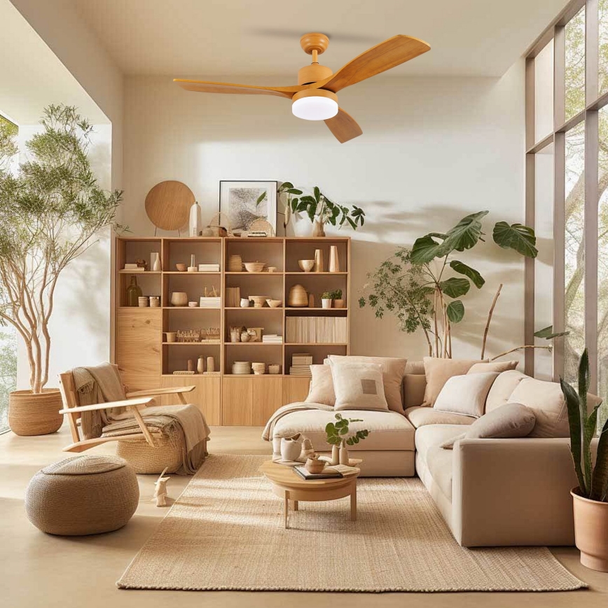 ZEVENTI - LED Deckenventilator MARE LED/24W/230V 3000/4000/6000K Wi-Fi Tuya Eiche + Fernbedienung