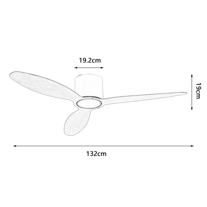 ZEVENTI - Dimmbarer LED-Deckenventilator VENTORA LED/24W/230V 3000/4000/6000K Wi-Fi Tuya weiß/Eiche + Fernbedienung