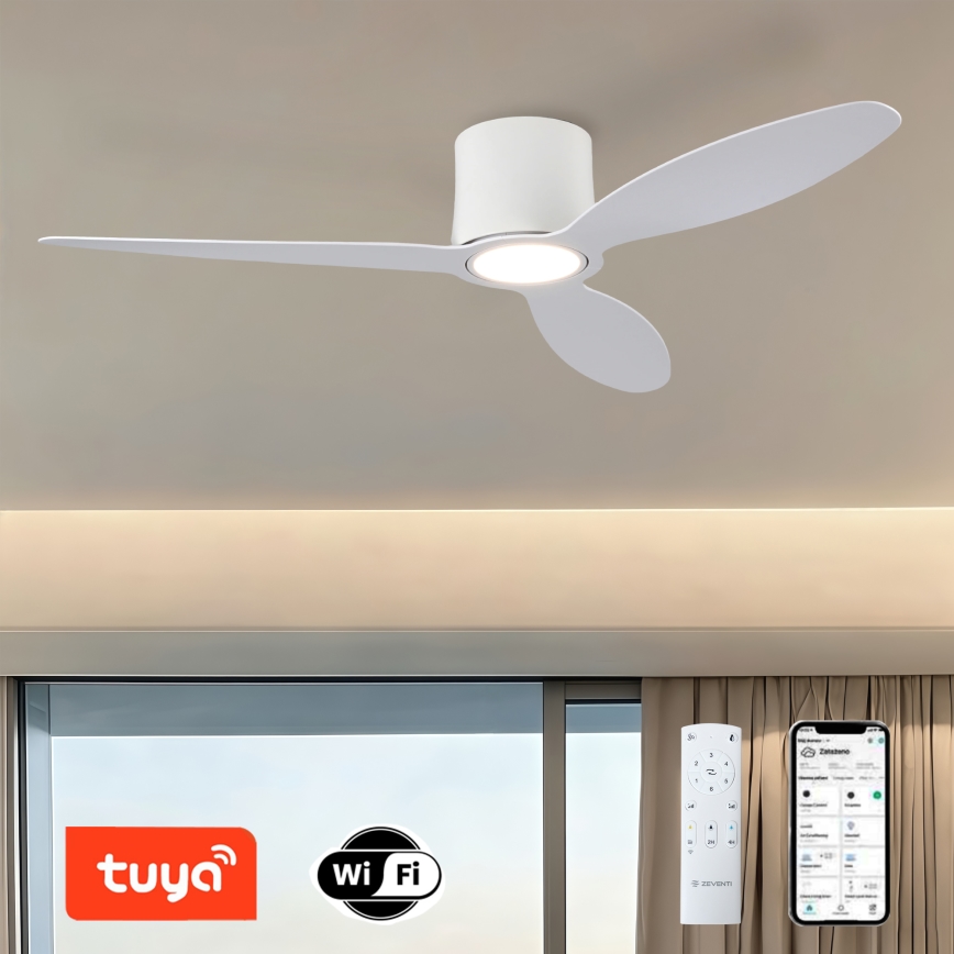 ZEVENTI - LED-dimmbarer Deckenventilator VENTORA LED/24W/230V 3000/4000/6000K Wi-Fi Tuya weiß + Fernbedienung