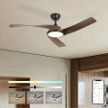 ZEVENTI - LED-dimmbarer Deckenventilator AERYS LED/24W/230V 3000/4000/6000K Wi-Fi Tuya Schwarz/Nussbaum + Fernbedienung