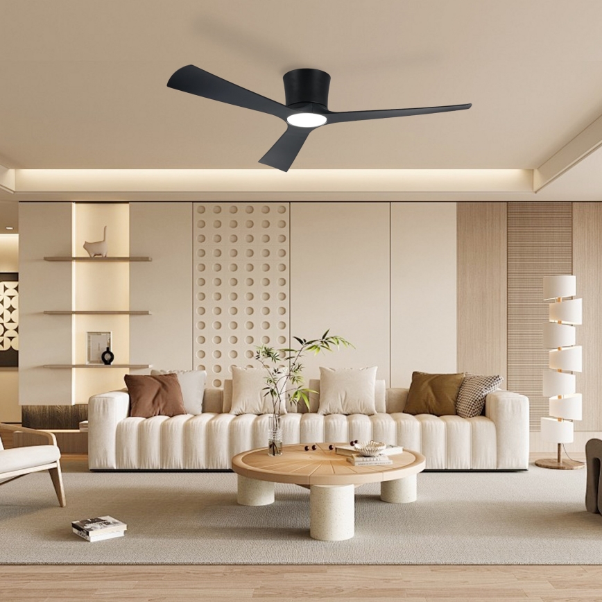 ZEVENTI - Ventilateur de plafond LED dimmable AUREX LED/24W/230V 3000/4000/6000K Wi-Fi Tuya noir + télécommande