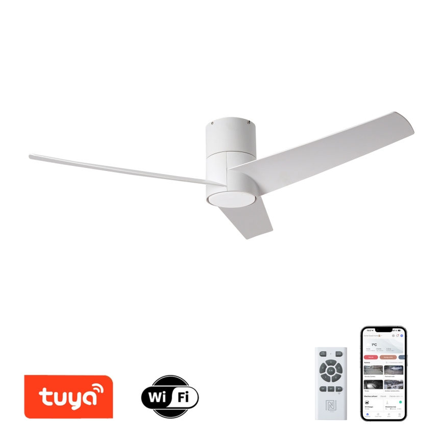 ZEVENTI - Ventilatore da soffitto dimmerabile a LED BARROSA LED/18W/230V 3000-6000K Wi-Fi Tuya bianco + telecomando
