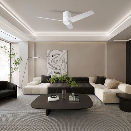ZEVENTI - Ventilatore da soffitto dimmerabile a LED BARROSA LED/18W/230V 3000-6000K Wi-Fi Tuya bianco + telecomando