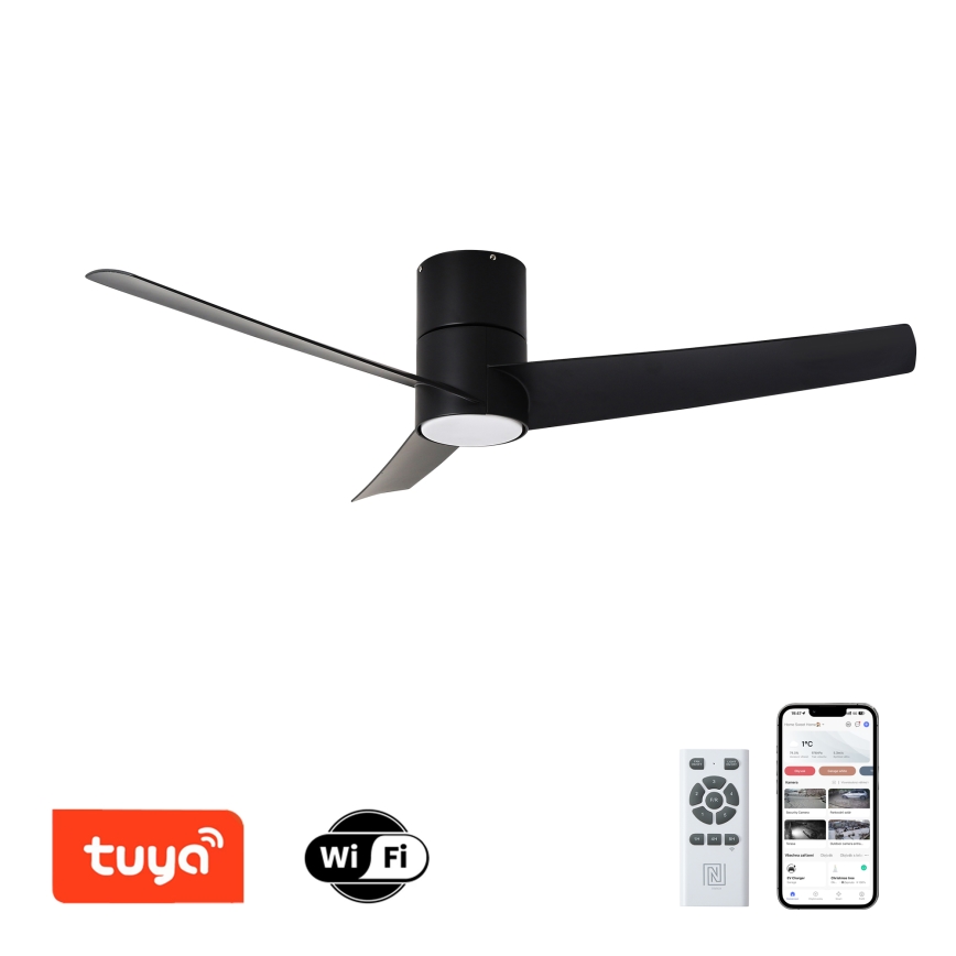 ZEVENTI - Ventilatore da soffitto dimmerabile a LED BARROSA LED/18W/230V 3000-6000K Wi-Fi Tuya nero + telecomando