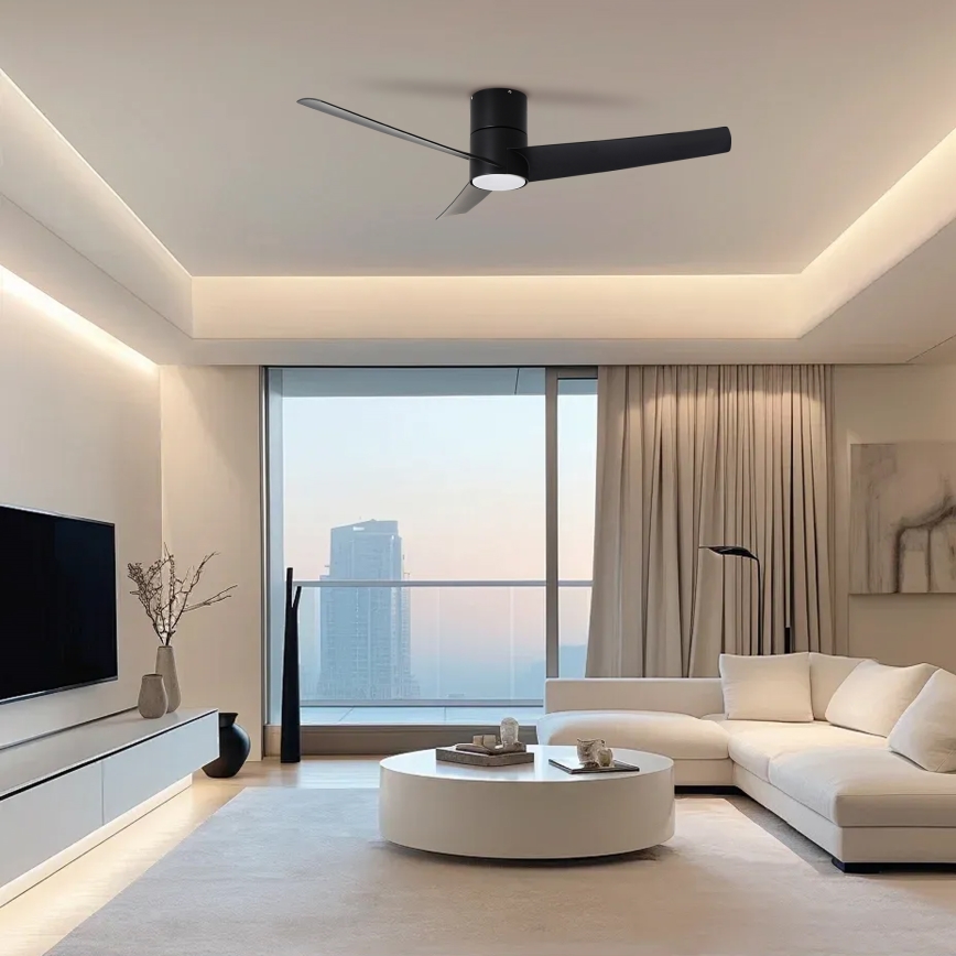 ZEVENTI - Ventilatore da soffitto dimmerabile a LED BARROSA LED/18W/230V 3000-6000K Wi-Fi Tuya nero + telecomando