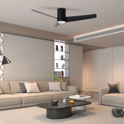 ZEVENTI - Ventilatore da soffitto dimmerabile a LED BARROSA LED/18W/230V 3000-6000K Wi-Fi Tuya nero + telecomando