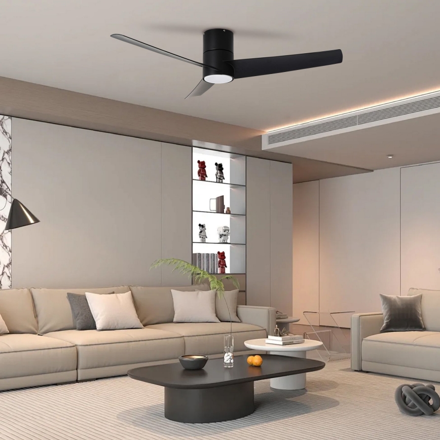 ZEVENTI - Ventilatore da soffitto dimmerabile a LED BARROSA LED/18W/230V 3000-6000K Wi-Fi Tuya nero + telecomando