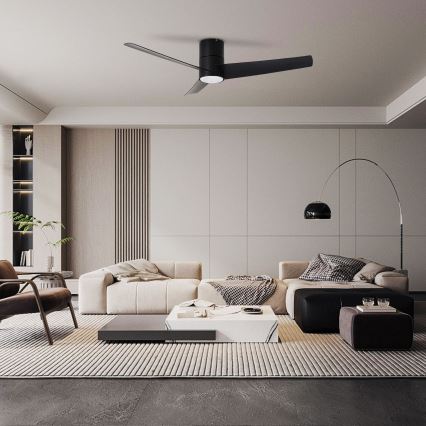 ZEVENTI - Ventilatore da soffitto dimmerabile a LED BARROSA LED/18W/230V 3000-6000K Wi-Fi Tuya nero + telecomando