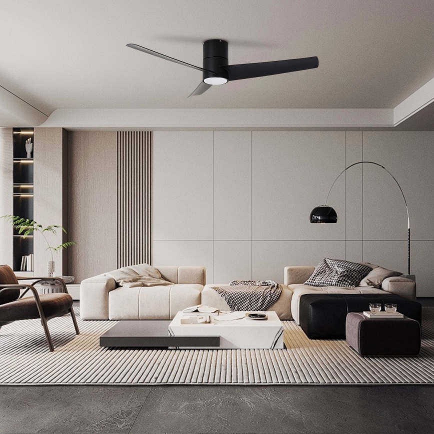 ZEVENTI - Ventilatore da soffitto dimmerabile a LED BARROSA LED/18W/230V 3000-6000K Wi-Fi Tuya nero + telecomando