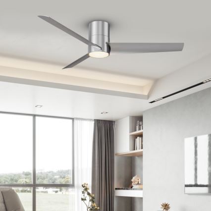ZEVENTI - Ventilatore da soffitto dimmerabile a LED BARROSA LED/18W/230V 3000-6000K Wi-Fi Tuya cromo opaco + telecomando